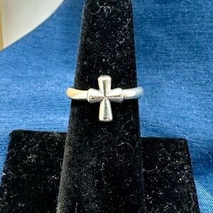 JAMES AVERY Sterling Silver St. Teresa Mini 3-D Cross Ring; Size 6.75; RETIRED
